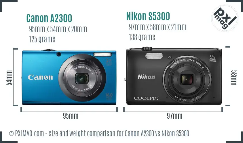 Canon A2300 vs Nikon S5300 size comparison Canon A2300 vs Nikon S5300 size comparison