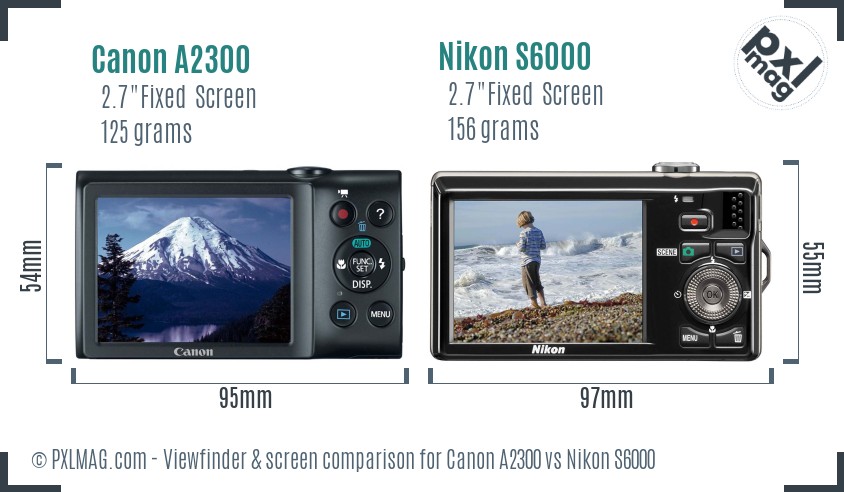 Canon A2300 vs Nikon S6000 Screen and Viewfinder comparison