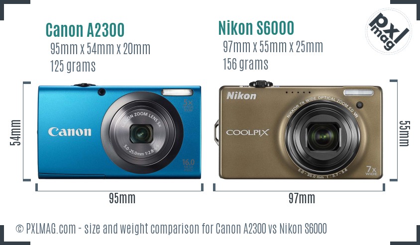 Canon A2300 vs Nikon S6000 size comparison Canon A2300 vs Nikon S6000 size comparison