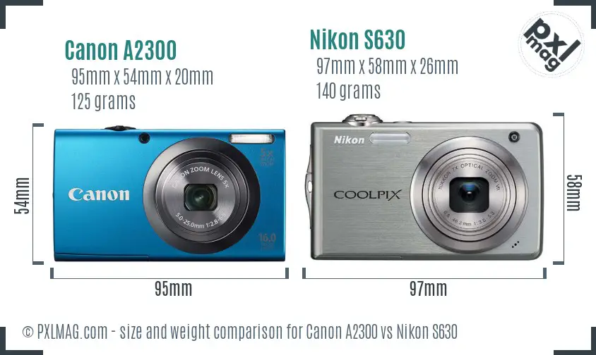 Canon A2300 vs Nikon S630 size comparison Canon A2300 vs Nikon S630 size comparison