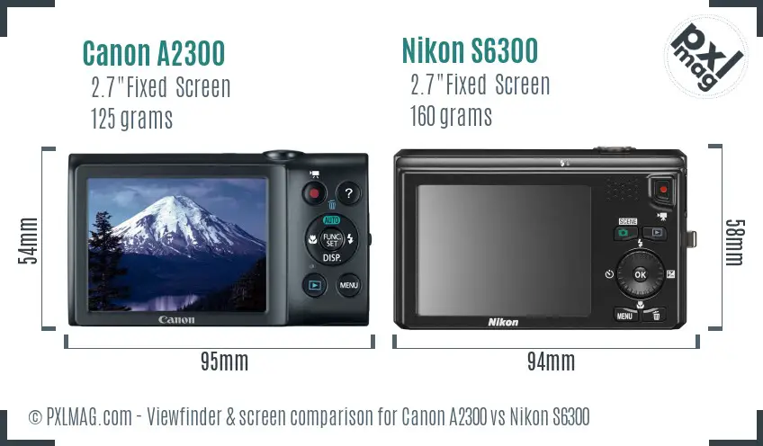 Canon A2300 vs Nikon S6300 Screen and Viewfinder comparison Canon A2300 vs Nikon S6300 Screen and Viewfinder comparison