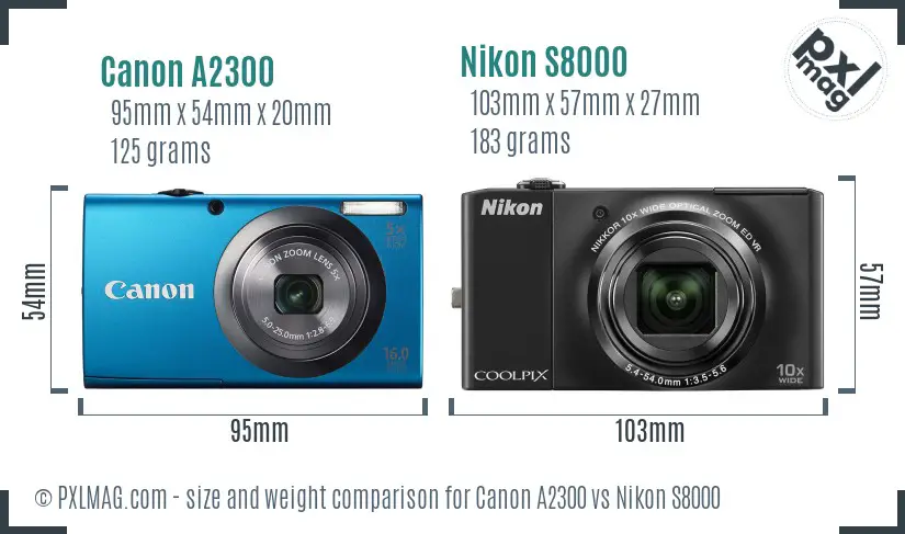 Canon A2300 vs Nikon S8000 size comparison Canon A2300 vs Nikon S8000 size comparison
