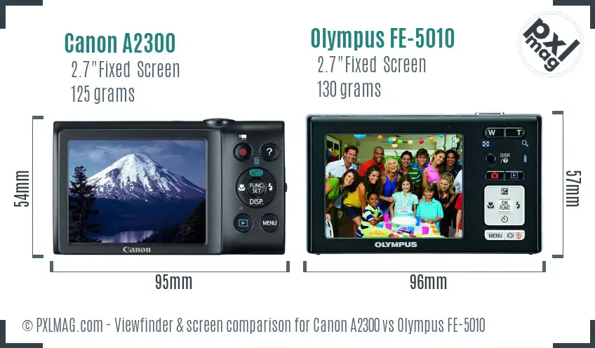 Canon A2300 vs Olympus FE-5010 Screen and Viewfinder comparison