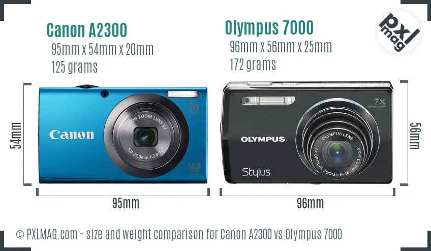 Canon A2300 vs Olympus 7000 size comparison Canon A2300 vs Olympus 7000 size comparison