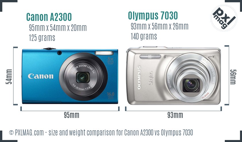Canon A2300 vs Olympus 7030 size comparison Canon A2300 vs Olympus 7030 size comparison