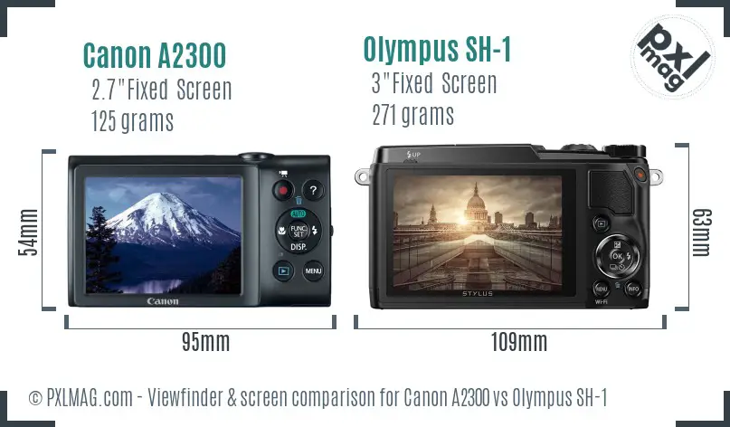 Canon A2300 vs Olympus SH-1 Screen and Viewfinder comparison Canon A2300 vs Olympus SH-1 Screen and Viewfinder comparison