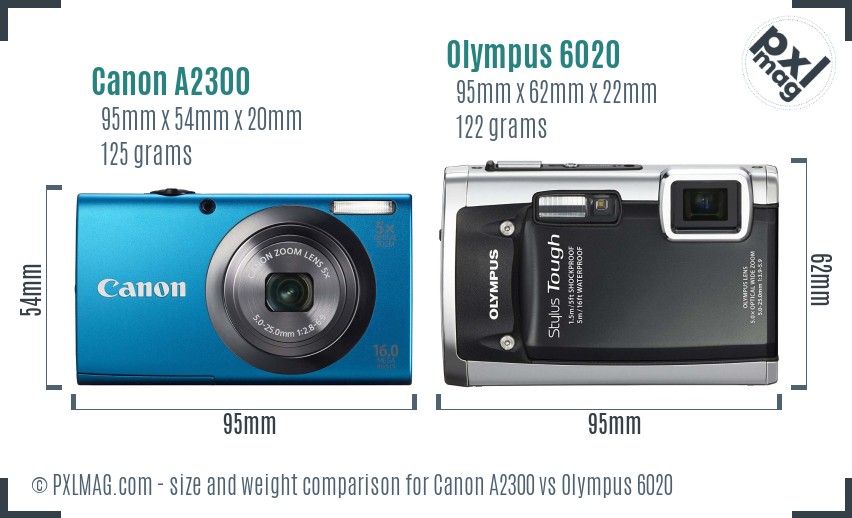 Canon A2300 vs Olympus 6020 size comparison Canon A2300 vs Olympus 6020 size comparison