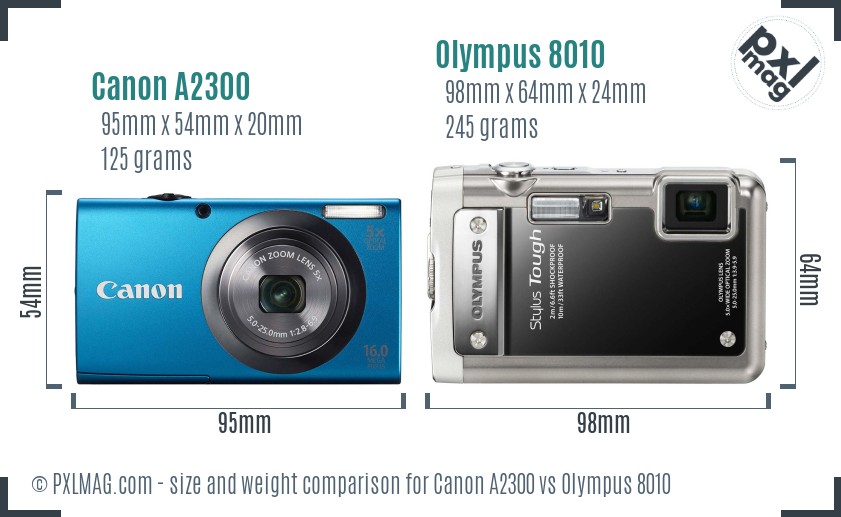 Canon A2300 vs Olympus 8010 size comparison Canon A2300 vs Olympus 8010 size comparison