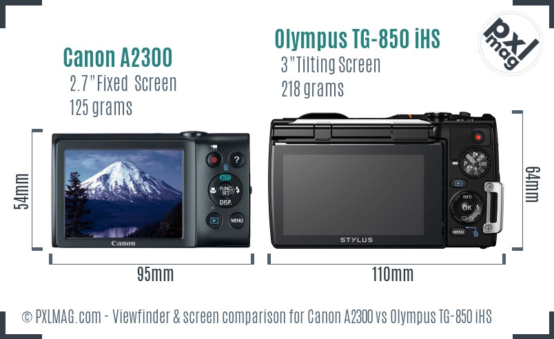 Canon A2300 vs Olympus TG-850 iHS Screen and Viewfinder comparison