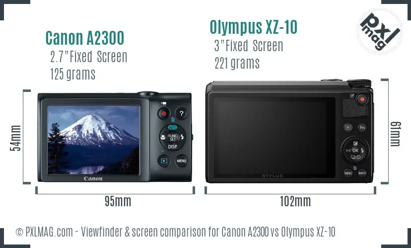 Canon A2300 vs Olympus XZ-10 Screen and Viewfinder comparison Canon A2300 vs Olympus XZ-10 Screen and Viewfinder comparison