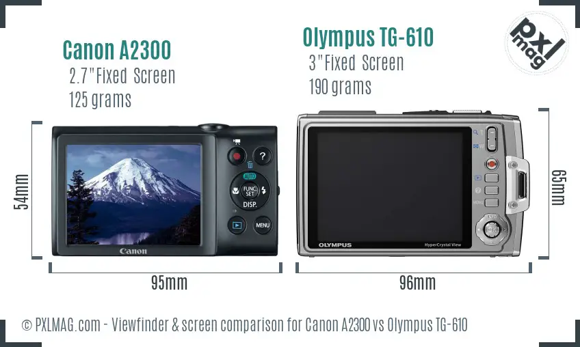 Canon A2300 vs Olympus TG-610 Screen and Viewfinder comparison