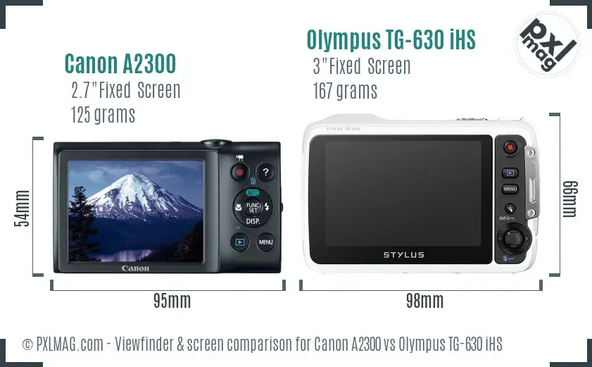 Canon A2300 vs Olympus TG-630 iHS Screen and Viewfinder comparison