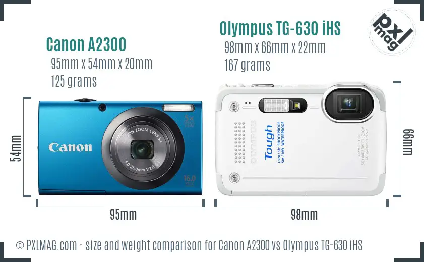 Canon A2300 vs Olympus TG-630 iHS size comparison