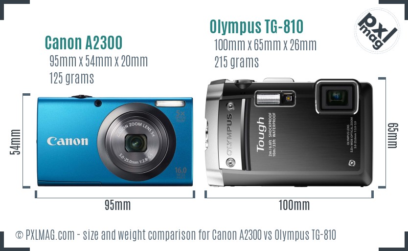 Canon A2300 vs Olympus TG-810 size comparison Canon A2300 vs Olympus TG-810 size comparison