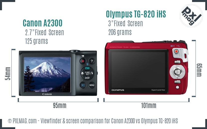 Canon A2300 vs Olympus TG-820 iHS Screen and Viewfinder comparison