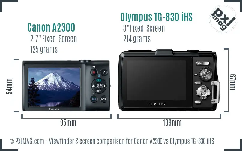 Canon A2300 vs Olympus TG-830 iHS Screen and Viewfinder comparison