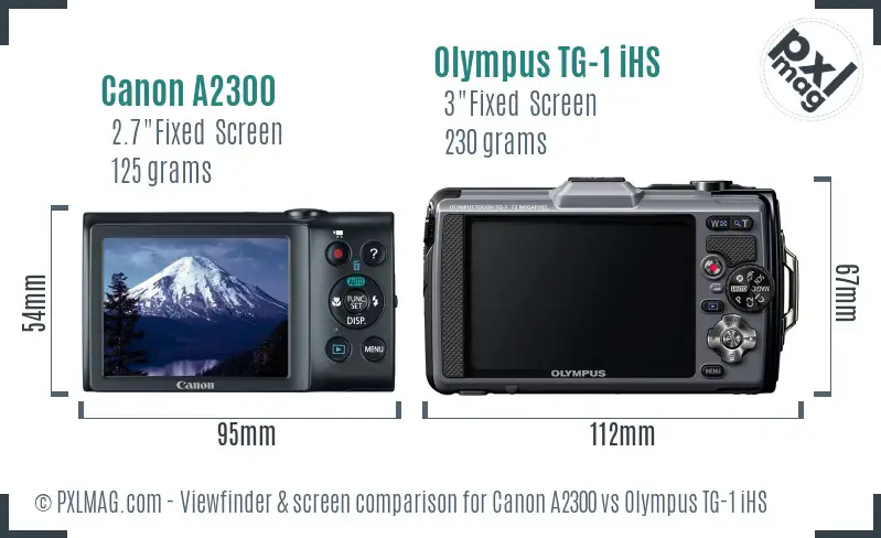 Canon A2300 vs Olympus TG-1 iHS Screen and Viewfinder comparison