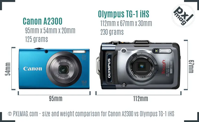 Canon A2300 vs Olympus TG-1 iHS size comparison