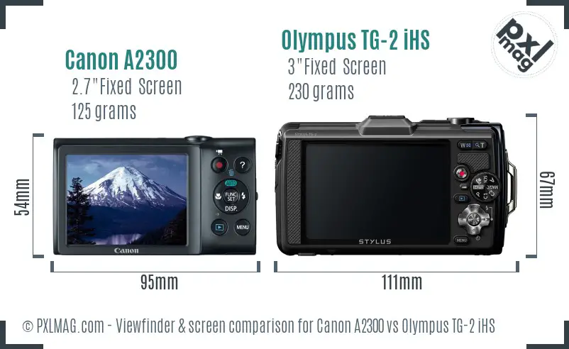 Canon A2300 vs Olympus TG-2 iHS Screen and Viewfinder comparison