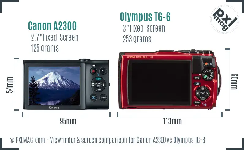 Canon A2300 vs Olympus TG-6 Screen and Viewfinder comparison Canon A2300 vs Olympus TG-6 Screen and Viewfinder comparison