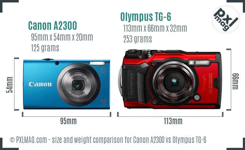 Canon A2300 vs Olympus TG-6 size comparison Canon A2300 vs Olympus TG-6 size comparison