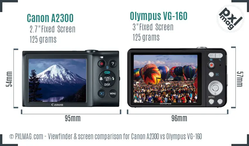 Canon A2300 vs Olympus VG-160 Screen and Viewfinder comparison Canon A2300 vs Olympus VG-160 Screen and Viewfinder comparison