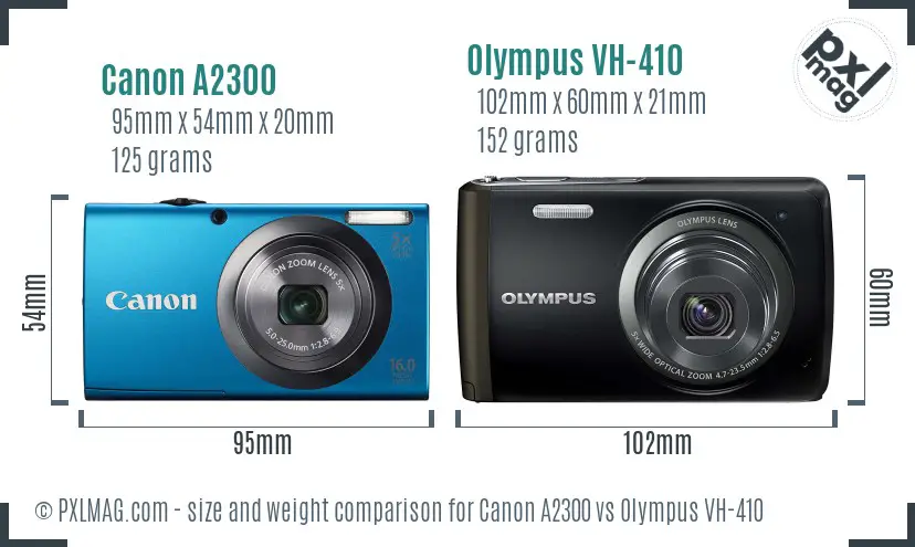 Canon A2300 vs Olympus VH-410 size comparison