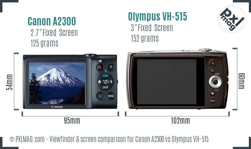Canon A2300 vs Olympus VH-515 Screen and Viewfinder comparison