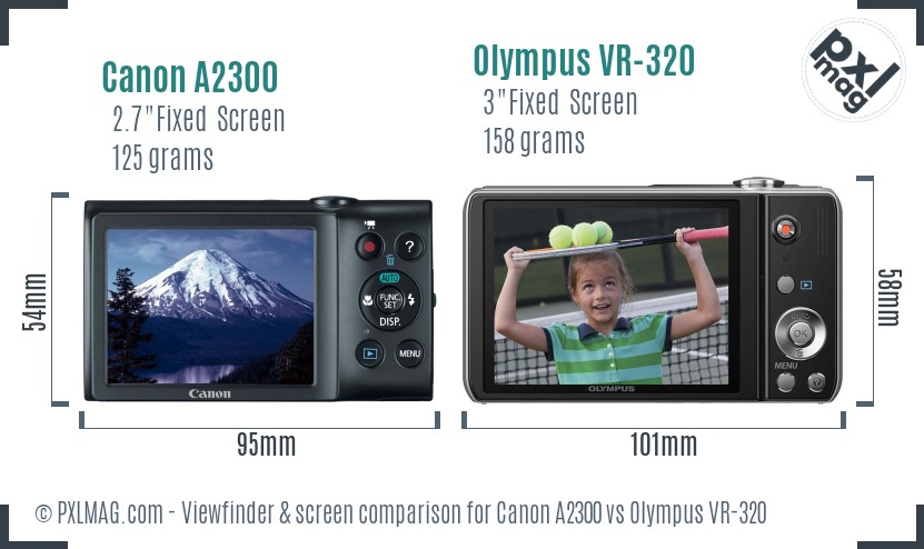 Canon A2300 vs Olympus VR-320 Screen and Viewfinder comparison