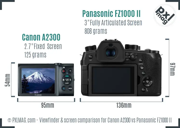 Canon A2300 vs Panasonic FZ1000 II Screen and Viewfinder comparison
