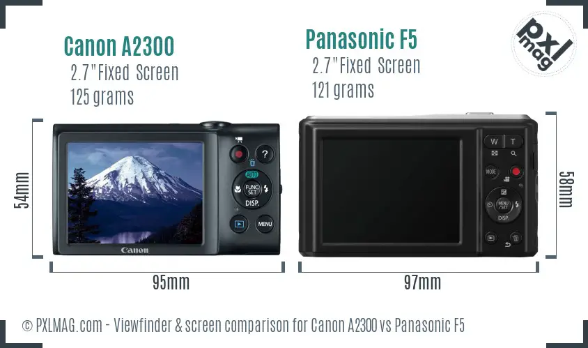 Canon A2300 vs Panasonic F5 Screen and Viewfinder comparison Canon A2300 vs Panasonic F5 Screen and Viewfinder comparison