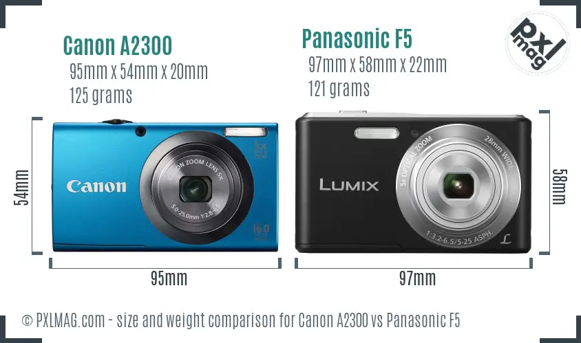 Canon A2300 vs Panasonic F5 size comparison Canon A2300 vs Panasonic F5 size comparison