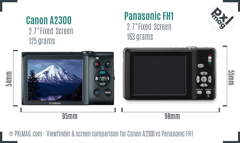 Canon A2300 vs Panasonic FH1 Screen and Viewfinder comparison