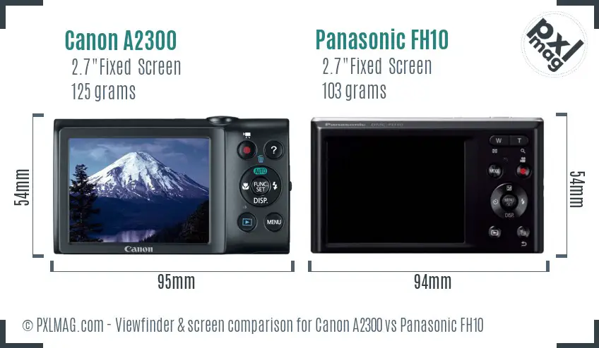 Canon A2300 vs Panasonic FH10 Screen and Viewfinder comparison