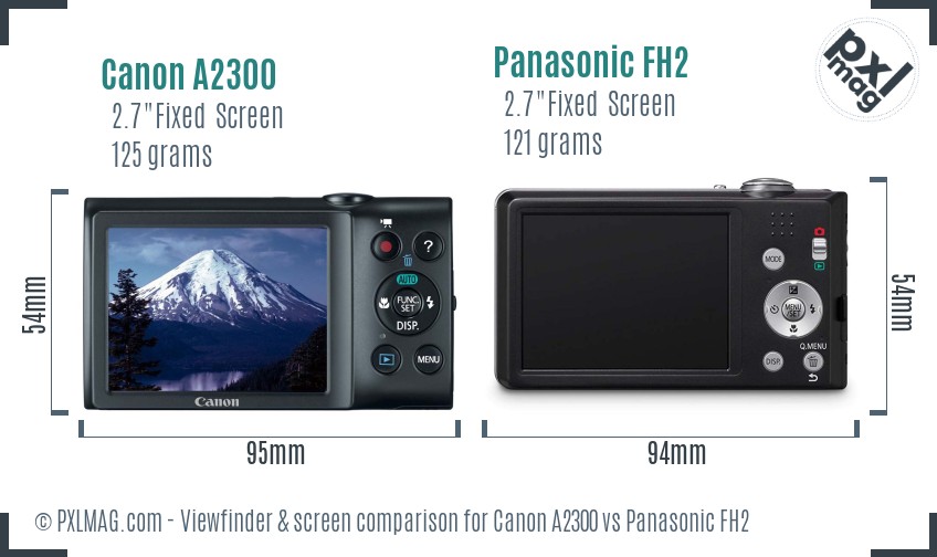 Canon A2300 vs Panasonic FH2 Screen and Viewfinder comparison