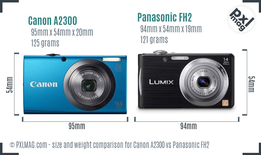 Canon A2300 vs Panasonic FH2 size comparison Canon A2300 vs Panasonic FH2 size comparison