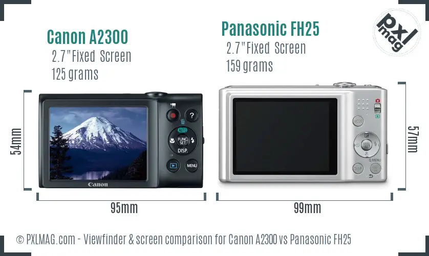 Canon A2300 vs Panasonic FH25 Screen and Viewfinder comparison Canon A2300 vs Panasonic FH25 Screen and Viewfinder comparison