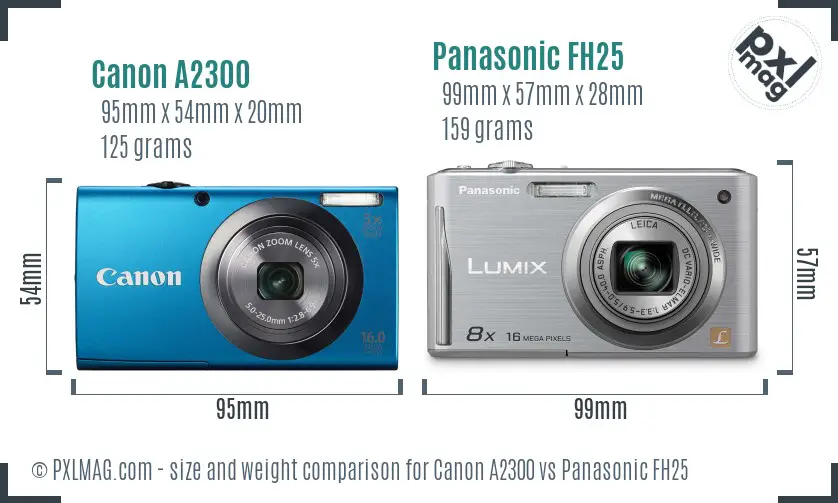 Canon A2300 vs Panasonic FH25 size comparison Canon A2300 vs Panasonic FH25 size comparison