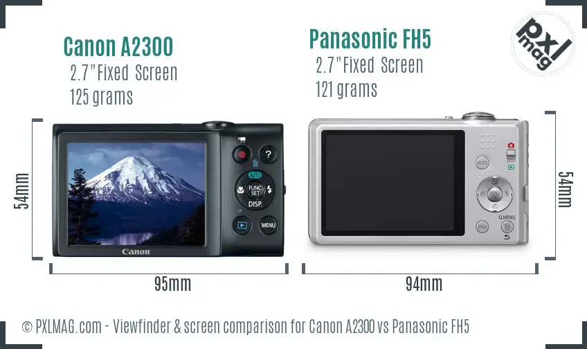 Canon A2300 vs Panasonic FH5 Screen and Viewfinder comparison