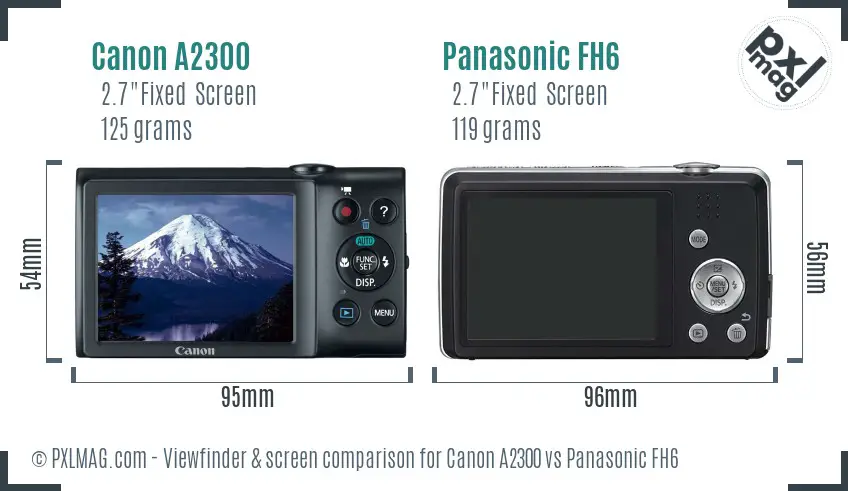 Canon A2300 vs Panasonic FH6 Screen and Viewfinder comparison