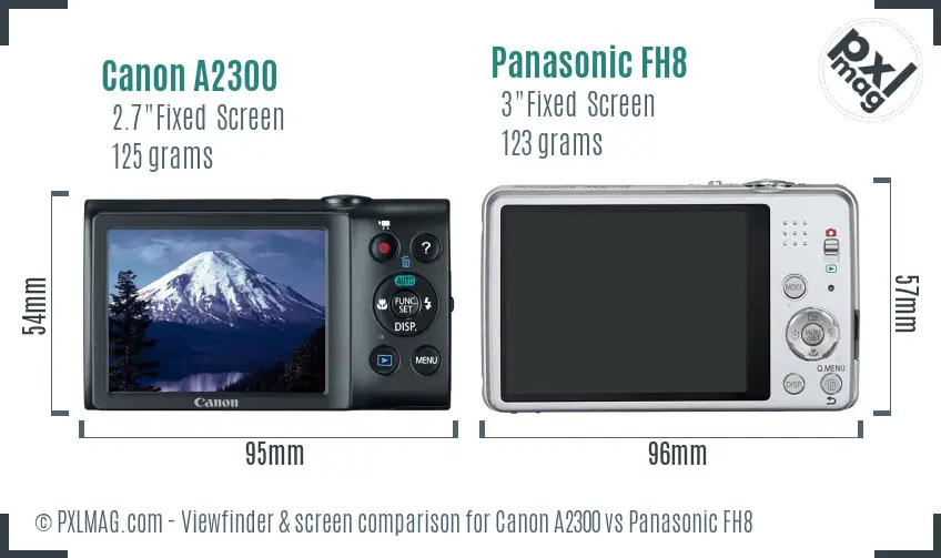 Canon A2300 vs Panasonic FH8 Screen and Viewfinder comparison