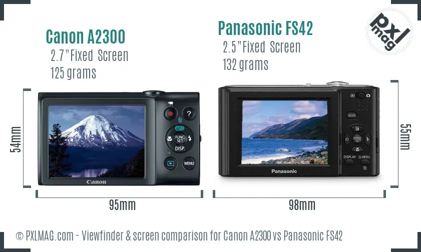 Canon A2300 vs Panasonic FS42 Screen and Viewfinder comparison