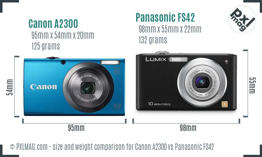 Canon A2300 vs Panasonic FS42 size comparison