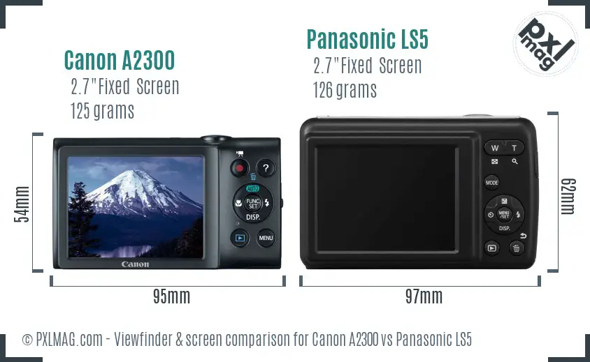 Canon A2300 vs Panasonic LS5 Screen and Viewfinder comparison