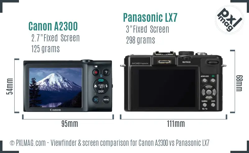 Canon A2300 vs Panasonic LX7 Screen and Viewfinder comparison Canon A2300 vs Panasonic LX7 Screen and Viewfinder comparison