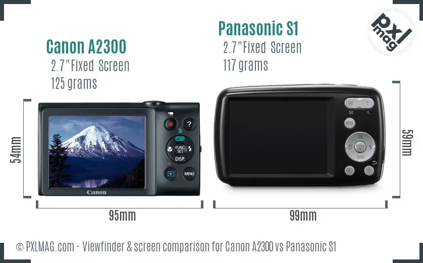 Canon A2300 vs Panasonic S1 Screen and Viewfinder comparison