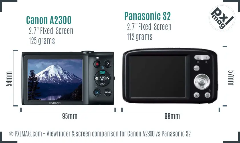 Canon A2300 vs Panasonic S2 Screen and Viewfinder comparison