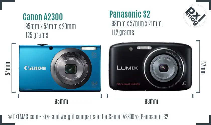 Canon A2300 vs Panasonic S2 size comparison