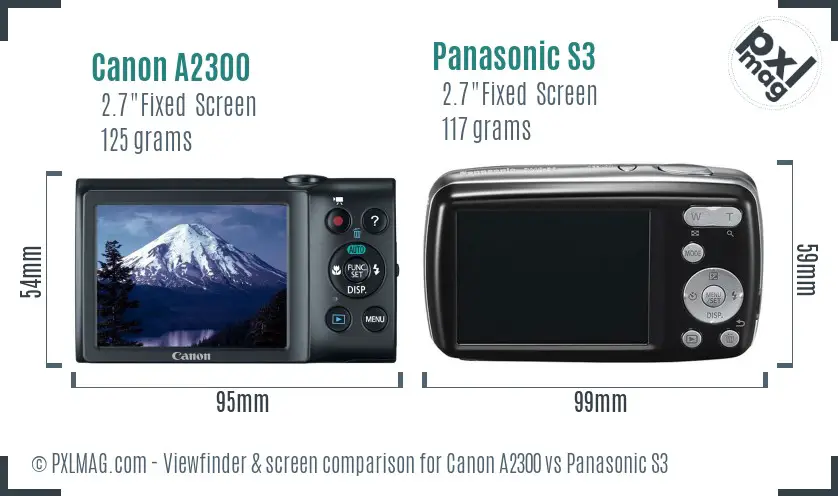 Canon A2300 vs Panasonic S3 Screen and Viewfinder comparison