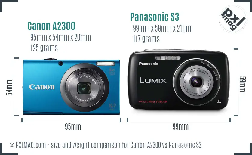 Canon A2300 vs Panasonic S3 size comparison
